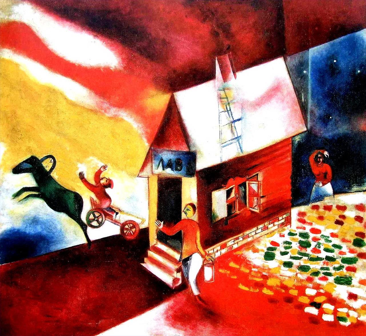 Casa en llamas contemporáneo Marc Chagall Pintura al óleo
